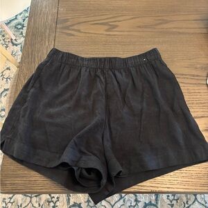Black linen shorts
